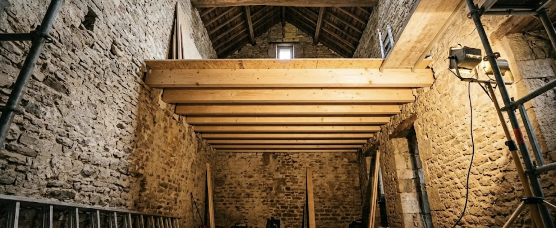 Construire une mezzanine entre deux murs : guide technique, calculs et sécurité