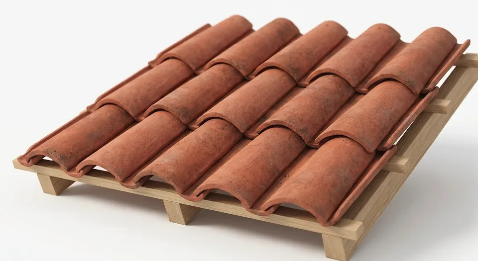 Schéma de l'emboîtement d'une tuile canal : tuile de courant et tuile de couvert