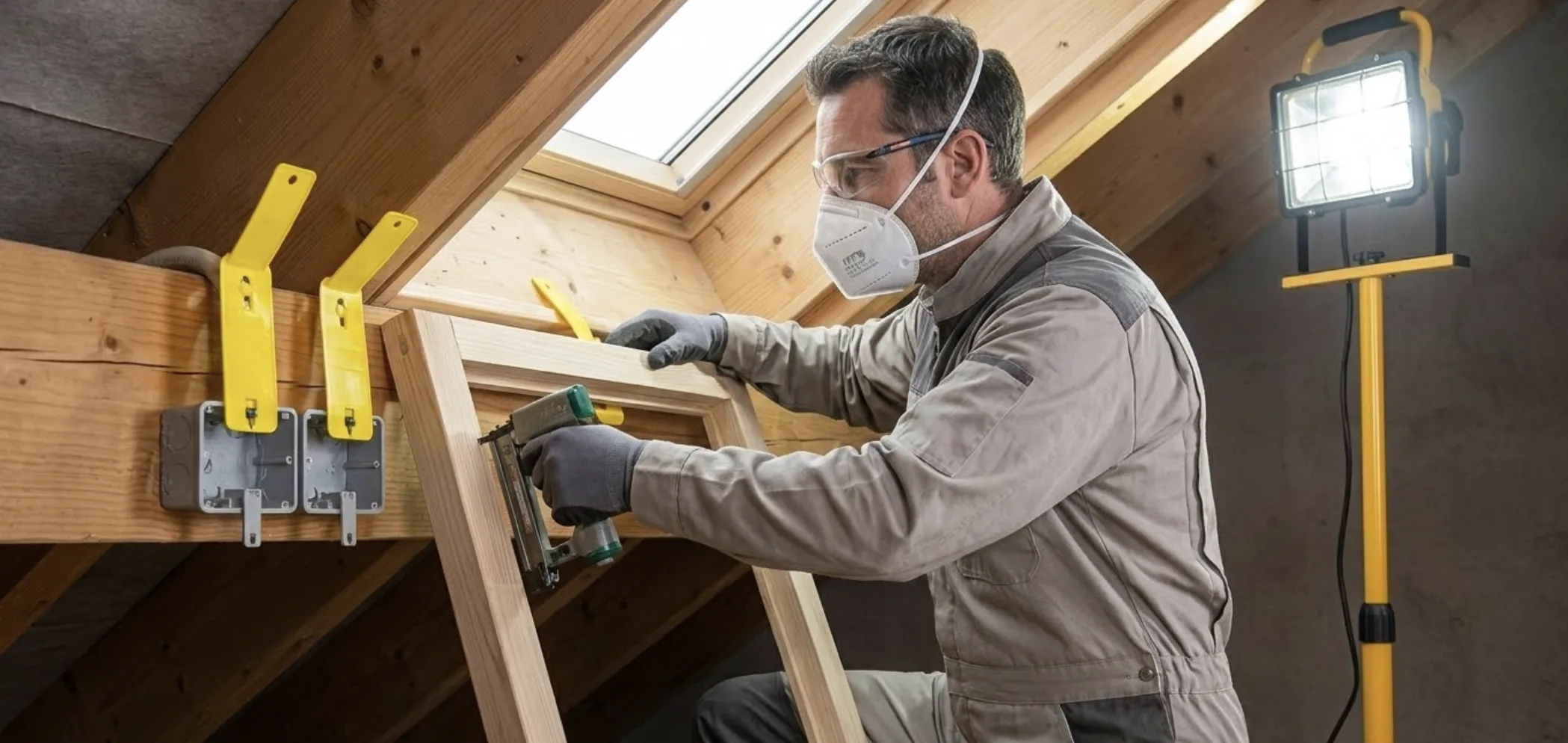 Combles perdus d'une maison parfaitement isolés avec de la laine de verre soufflée
