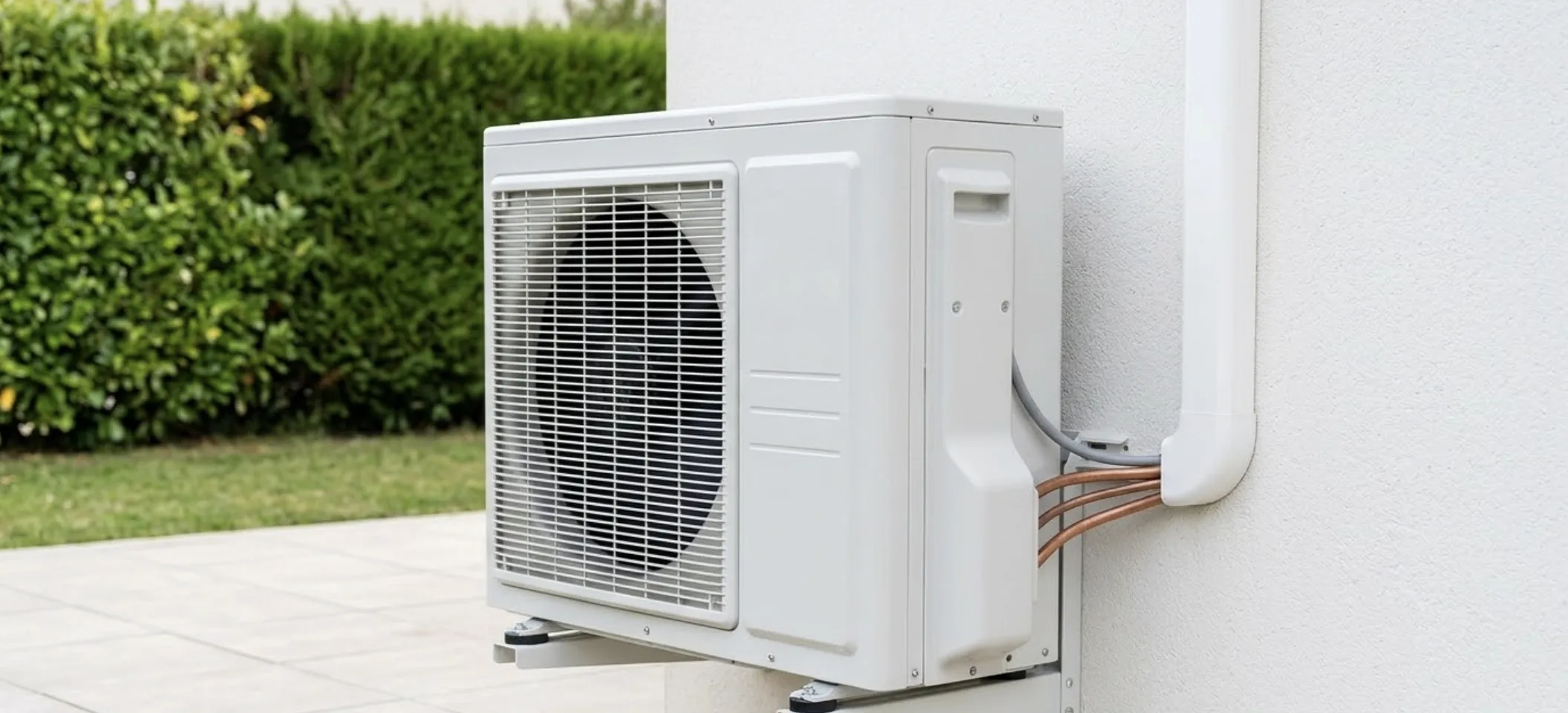 Split soufflant de l'air chaud dans un espace de vie grand confort et parquet clair