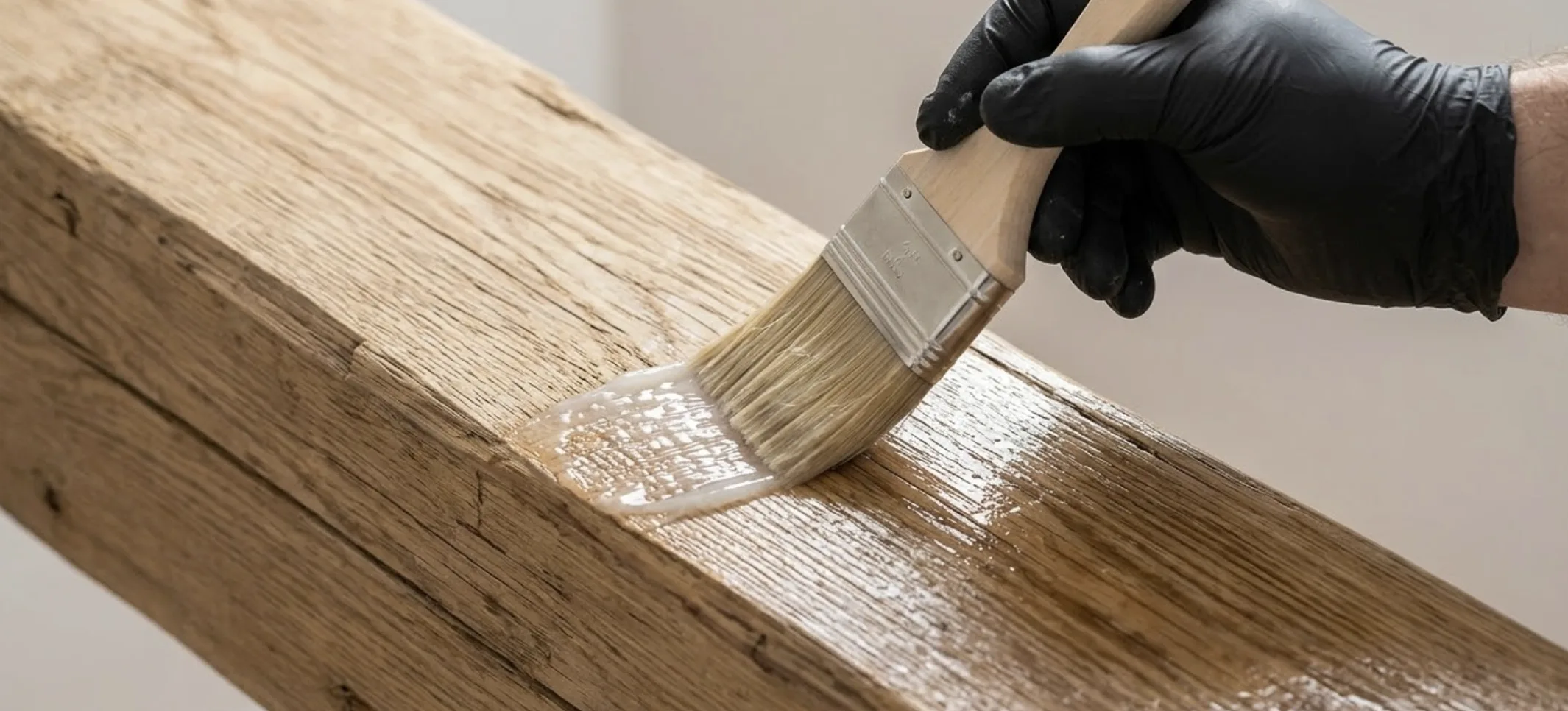 Détail d'une poutre de charpente gravement rongée de l'intérieur par des termites