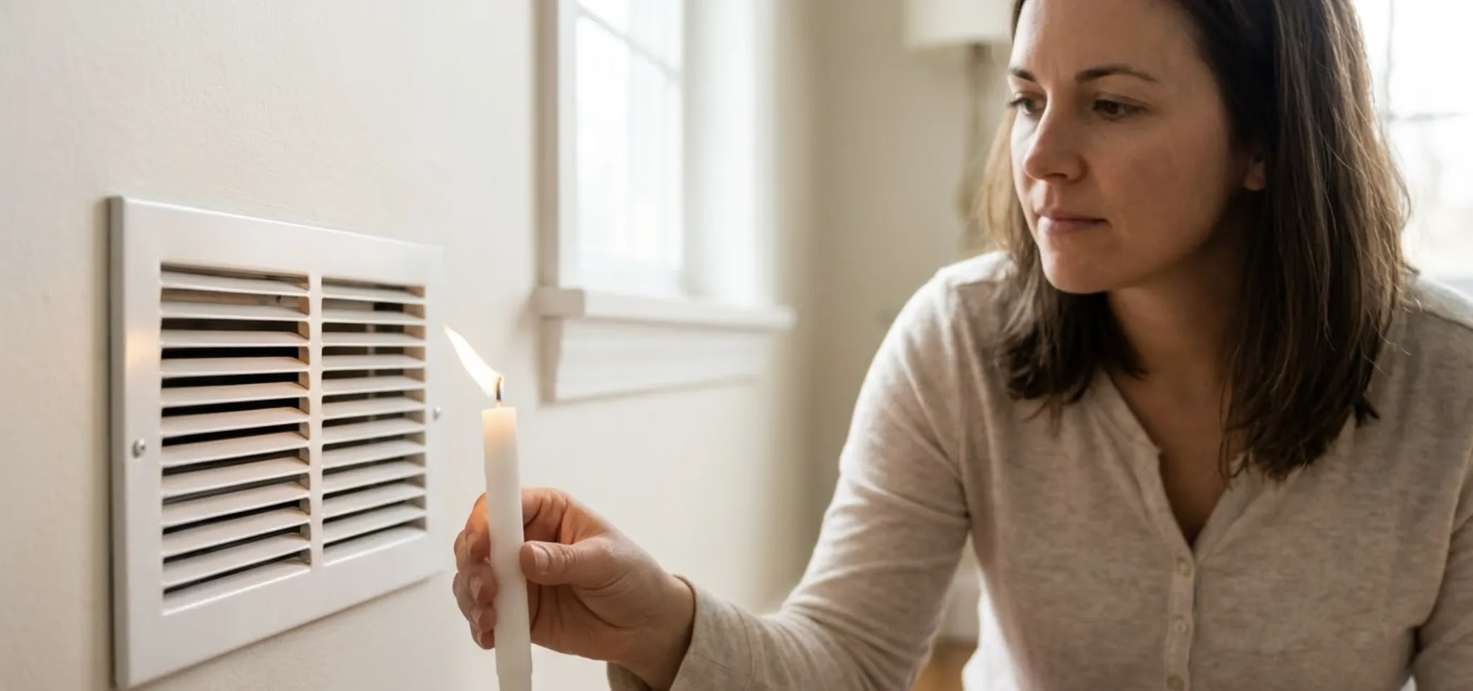 Grille d'aération naturelle située au-dessus d'une fenêtre de chambre