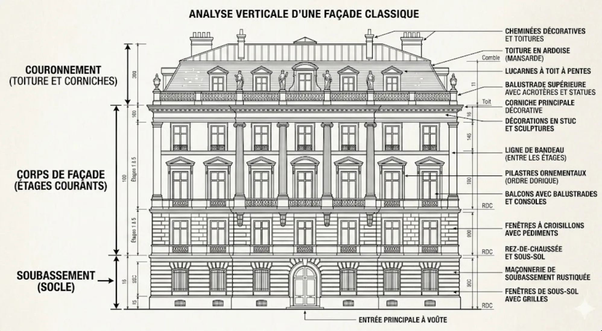 Vocabulaire architecture façade : lexique complet des éléments